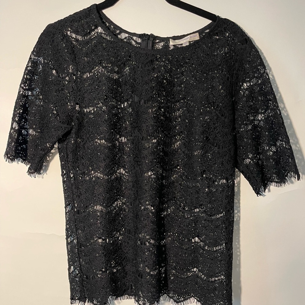 Lavender Brown Lace Top Sz s